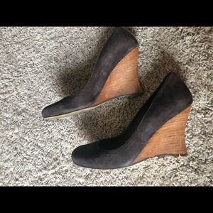 Brown suede pumps